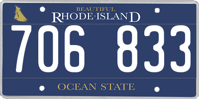 RI license plate 706833