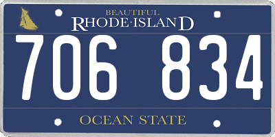 RI license plate 706834