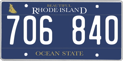 RI license plate 706840