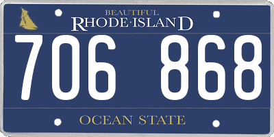 RI license plate 706868