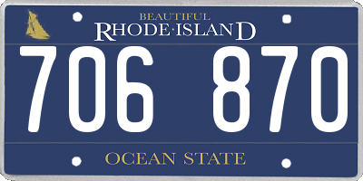 RI license plate 706870