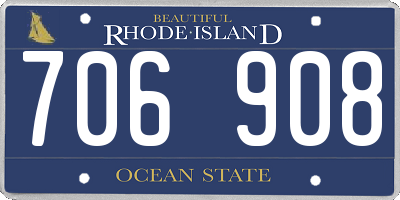 RI license plate 706908