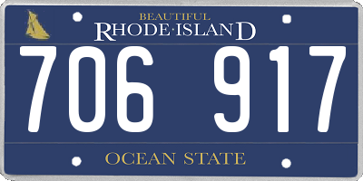 RI license plate 706917