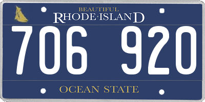 RI license plate 706920