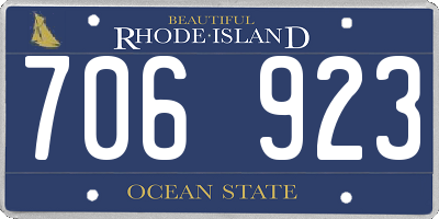 RI license plate 706923