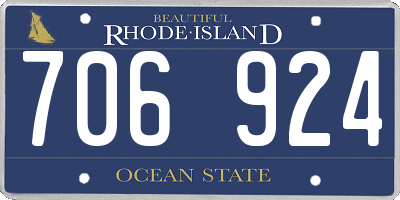 RI license plate 706924