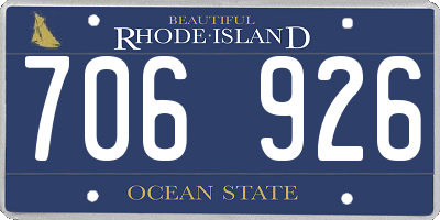 RI license plate 706926