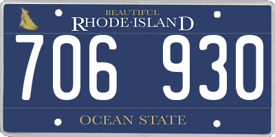 RI license plate 706930