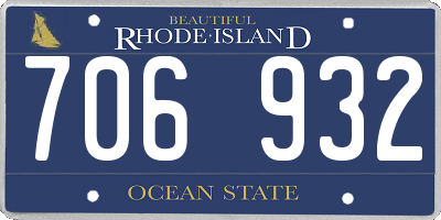 RI license plate 706932