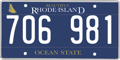 RI license plate 706981