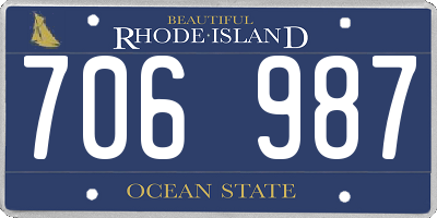 RI license plate 706987