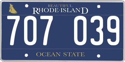 RI license plate 707039