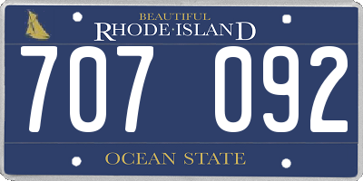 RI license plate 707092