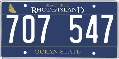 RI license plate 707547