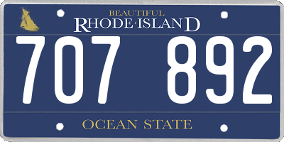 RI license plate 707892