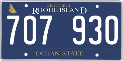 RI license plate 707930