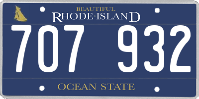 RI license plate 707932