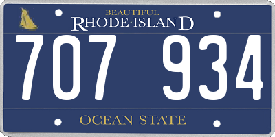 RI license plate 707934