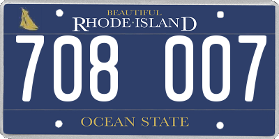 RI license plate 708007