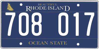 RI license plate 708017