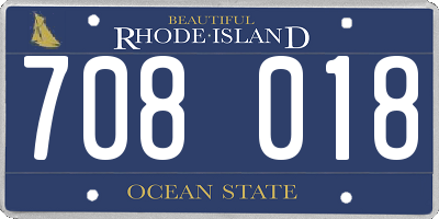 RI license plate 708018