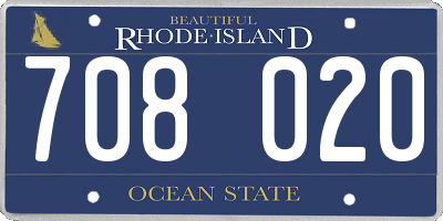 RI license plate 708020