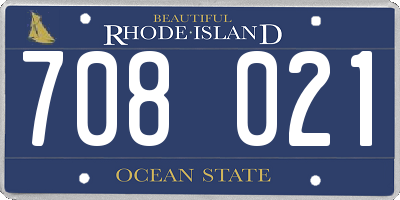 RI license plate 708021