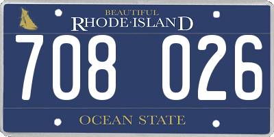 RI license plate 708026