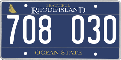 RI license plate 708030