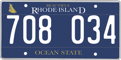 RI license plate 708034