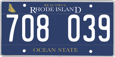 RI license plate 708039