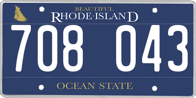 RI license plate 708043