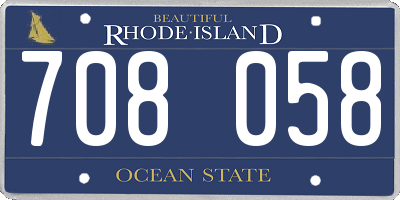 RI license plate 708058
