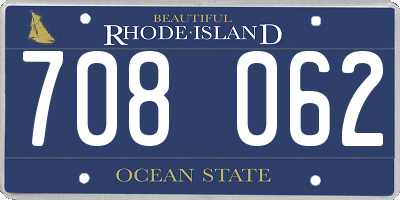 RI license plate 708062