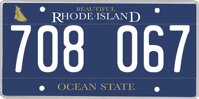 RI license plate 708067