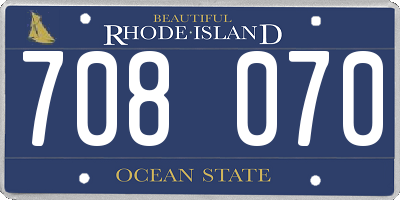 RI license plate 708070