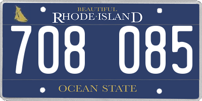 RI license plate 708085