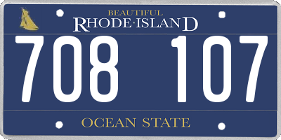 RI license plate 708107