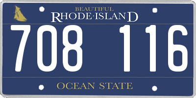 RI license plate 708116