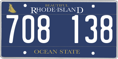 RI license plate 708138