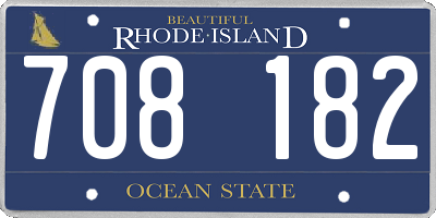 RI license plate 708182