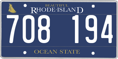 RI license plate 708194