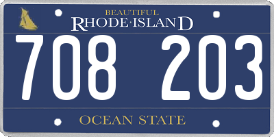 RI license plate 708203