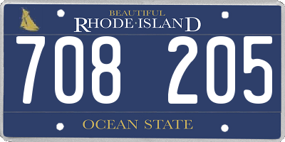 RI license plate 708205