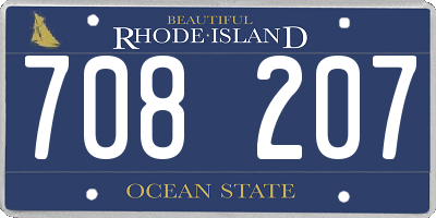 RI license plate 708207