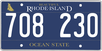 RI license plate 708230