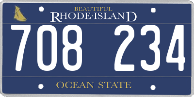 RI license plate 708234