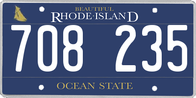 RI license plate 708235