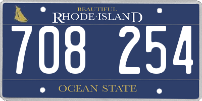 RI license plate 708254