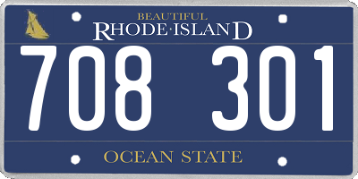 RI license plate 708301